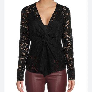 Donna Karan DKNY Women's Twist Lace Top Blouse Black